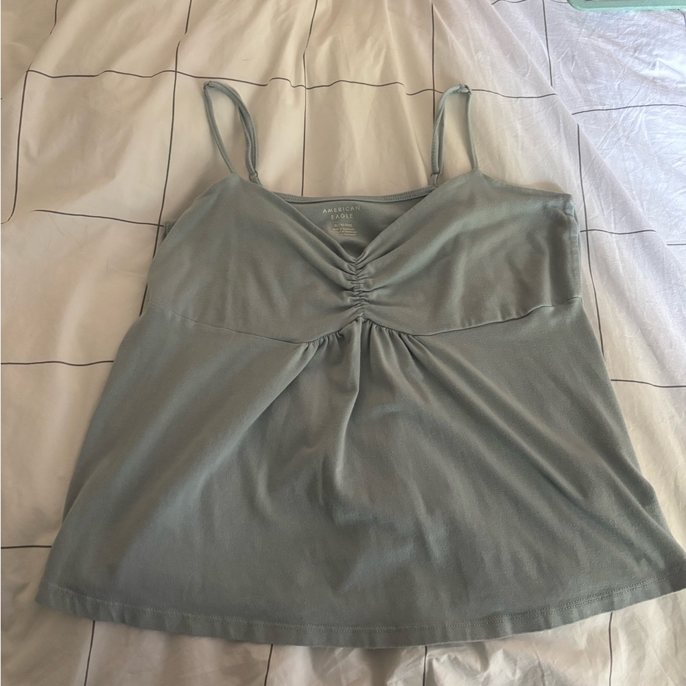 American Eagle Outfitters Light Blue Ruched Sweetheart Neckline Cami